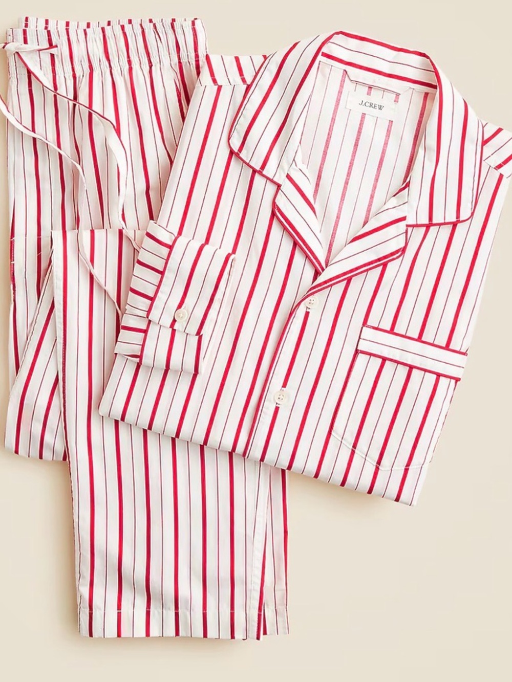 NWT! J. Crew Cotton Poplin Pajama Set White/Red Stripes Mens size XL